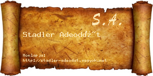 Stadler Adeodát névjegykártya